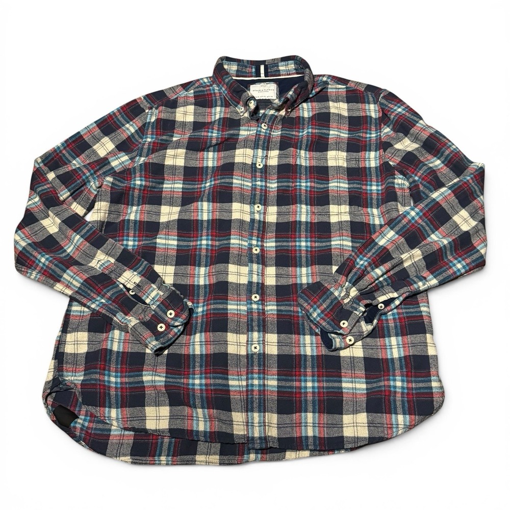 Denim & Flower Ricky Singh Plaid Flannel Shirt Men's XL 100% Cotton